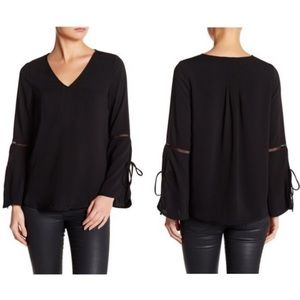 Ro & Do Eyelet Trim Bell Sleeve Blouse